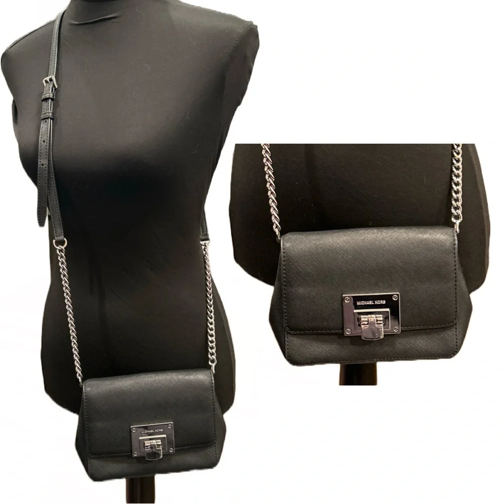 Michael Kors Women’s‎ Tina Black Saffiano Leather Crossbody Bag